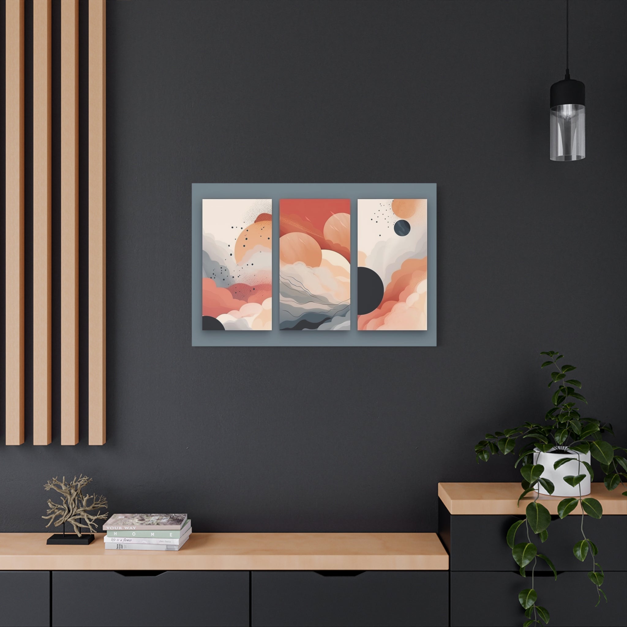 Abstract Triptych Painting "Celestial Fusion" | Triptych Wall Art | Cloud Art | Planet Art | Abstract Art | Abstract Wall Art