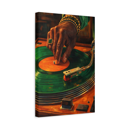 Vinyl Record Player Canvas Wall Art "Midnight Groove" | DJ Turntable Canvas Print | Retro Music Wall Decor Art
