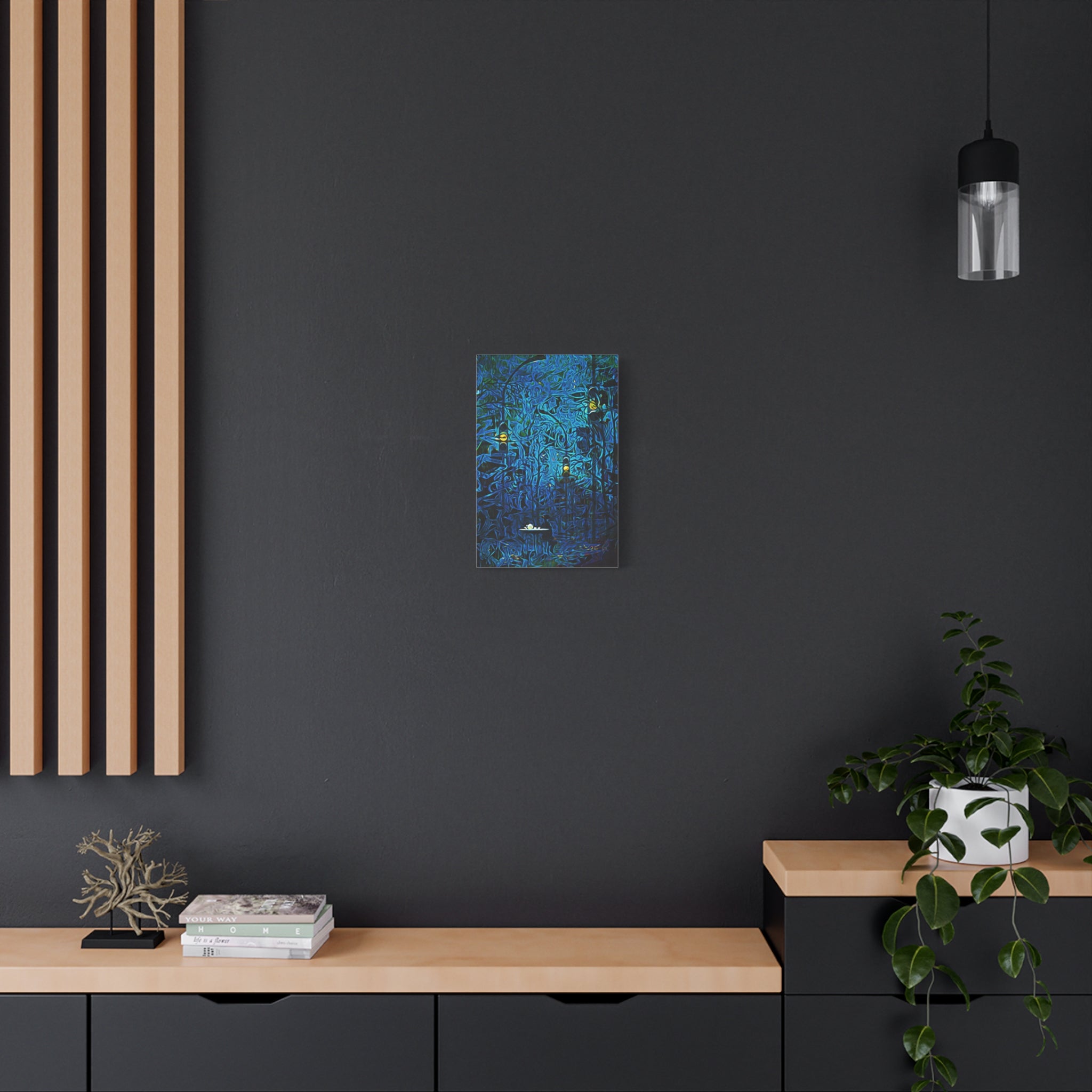 Blue Abstract Art Canvas "Waiting in Hues" | Neutral Abstract Wall Art Prints | Girl Patiently Waiting Motivational Art | Creative Wall Art