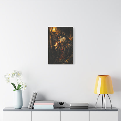 Husky Canvas Wall Art "Midnight Rebel" | Smoking Wolf Dog Canvas Print | Dark Academia Animal Wall Decor Art