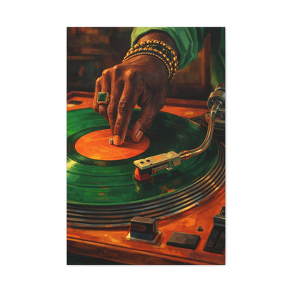 Vinyl Record Player Canvas Wall Art "Midnight Groove" | DJ Turntable Canvas Print | Retro Music Wall Decor Art