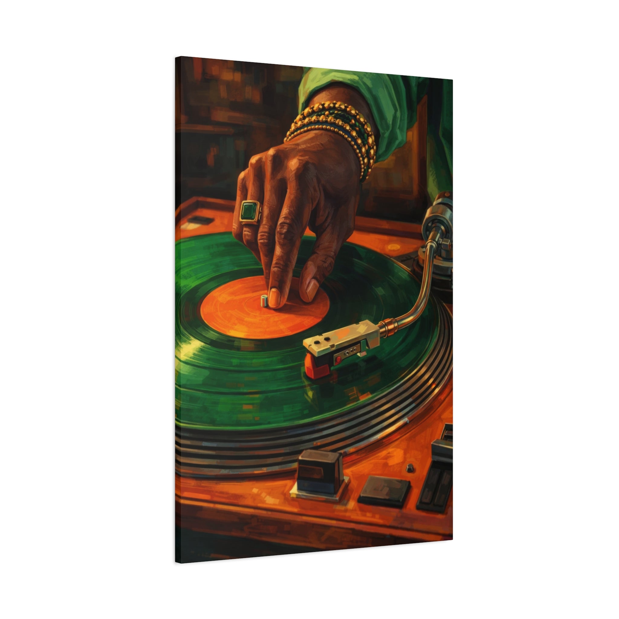 Vinyl Record Player Canvas Wall Art "Midnight Groove" | DJ Turntable Canvas Print | Retro Music Wall Decor Art
