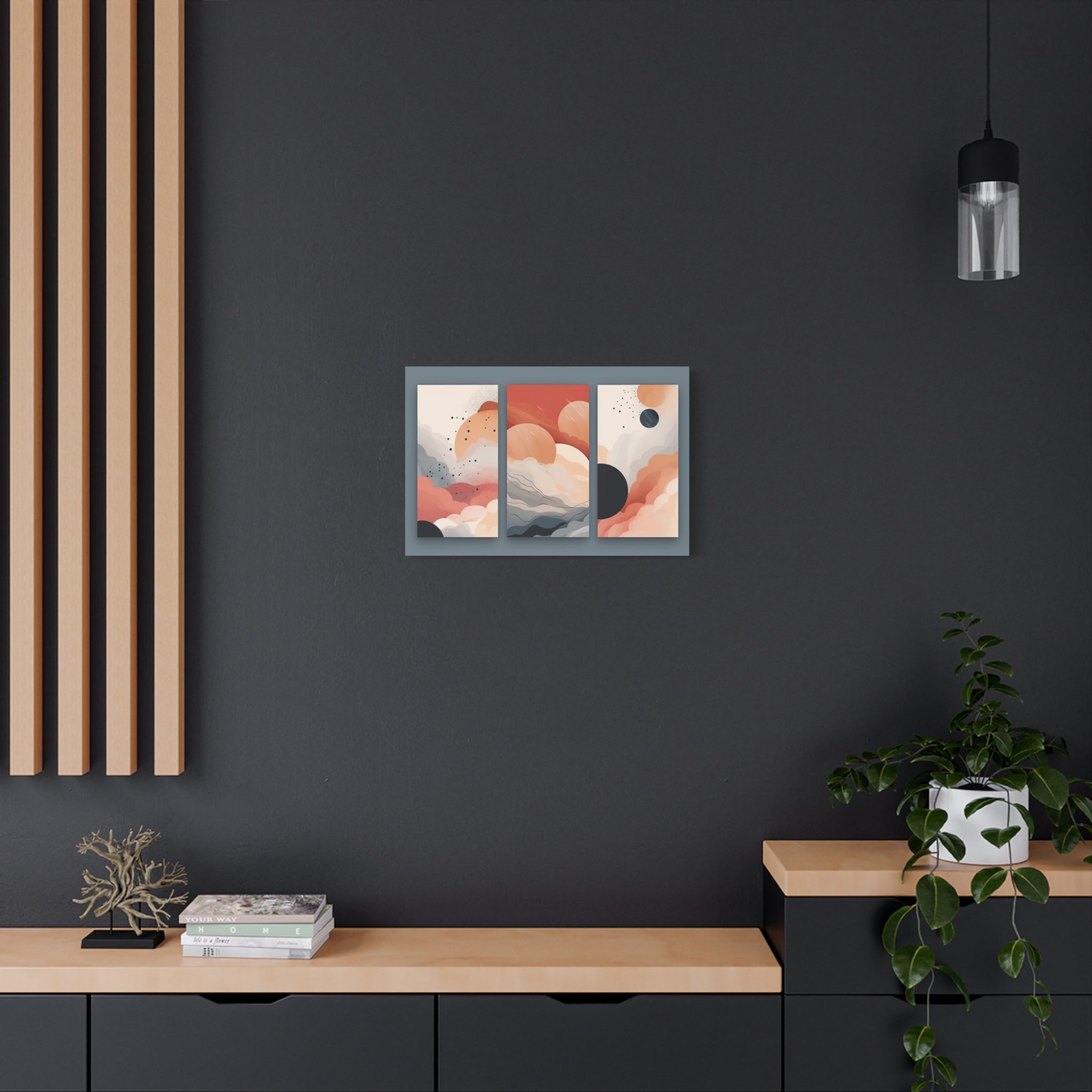 Abstract Triptych Painting "Celestial Fusion" | Triptych Wall Art | Cloud Art | Planet Art | Abstract Art | Abstract Wall Art