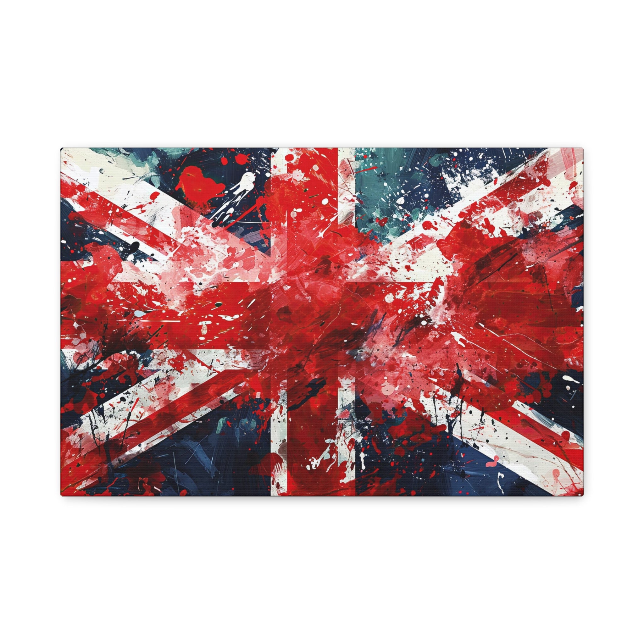 Great Britain British Flag Splatter Painting Canvas Art "Britannia Splatter"| United Kingdom National Flag Wall Art |Patriotism Office Decor