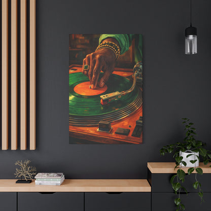 Vinyl Record Player Canvas Wall Art "Midnight Groove" | DJ Turntable Canvas Print | Retro Music Wall Decor Art