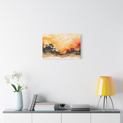Watercolor Wall Art "Scarlet Silhouette" | Watercolor Art | Tree Of Life Wall Art | Tree Art | Japanese Tree Art | Large Tree Wall Art