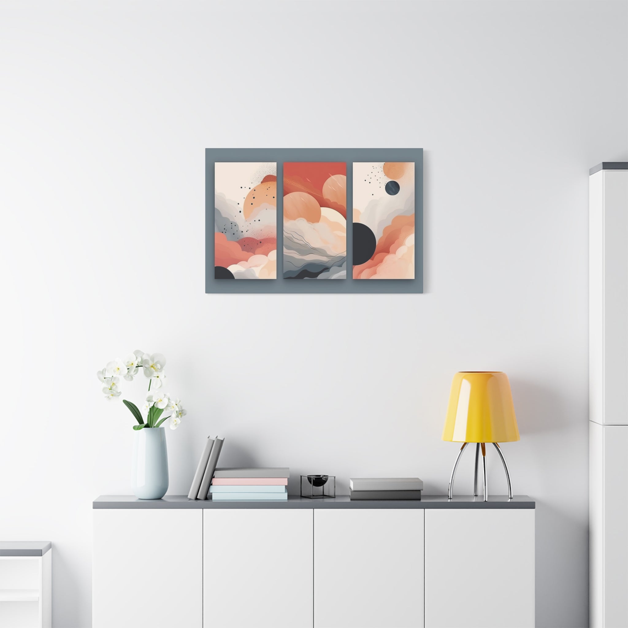 Abstract Triptych Painting "Celestial Fusion" | Triptych Wall Art | Cloud Art | Planet Art | Abstract Art | Abstract Wall Art