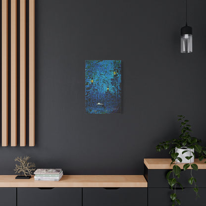 Blue Abstract Art Canvas "Waiting in Hues" | Neutral Abstract Wall Art Prints | Girl Patiently Waiting Motivational Art | Creative Wall Art