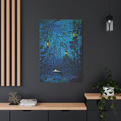 Blue Abstract Art Canvas "Waiting in Hues" | Neutral Abstract Wall Art Prints | Girl Patiently Waiting Motivational Art | Creative Wall Art