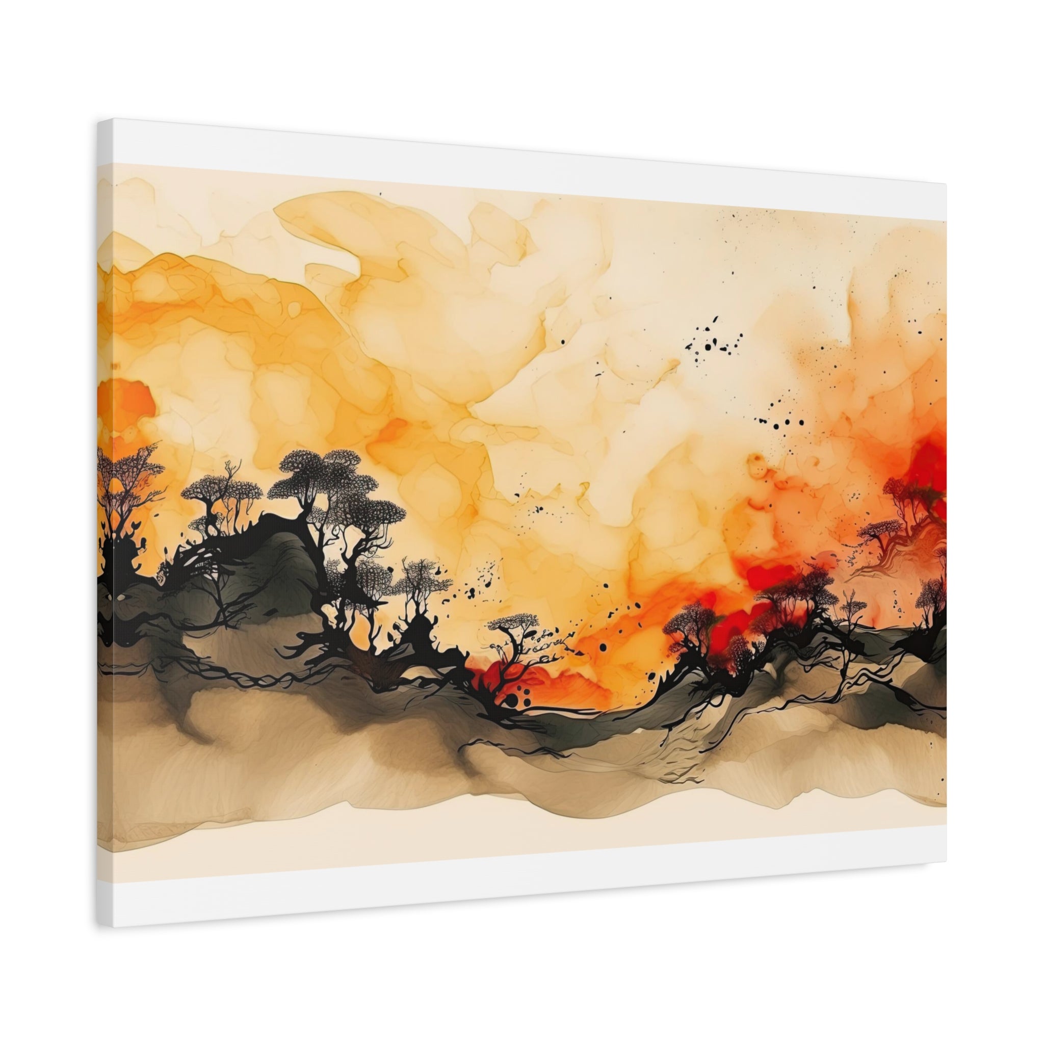 Watercolor Wall Art "Scarlet Silhouette" | Watercolor Art | Tree Of Life Wall Art | Tree Art | Japanese Tree Art | Large Tree Wall Art