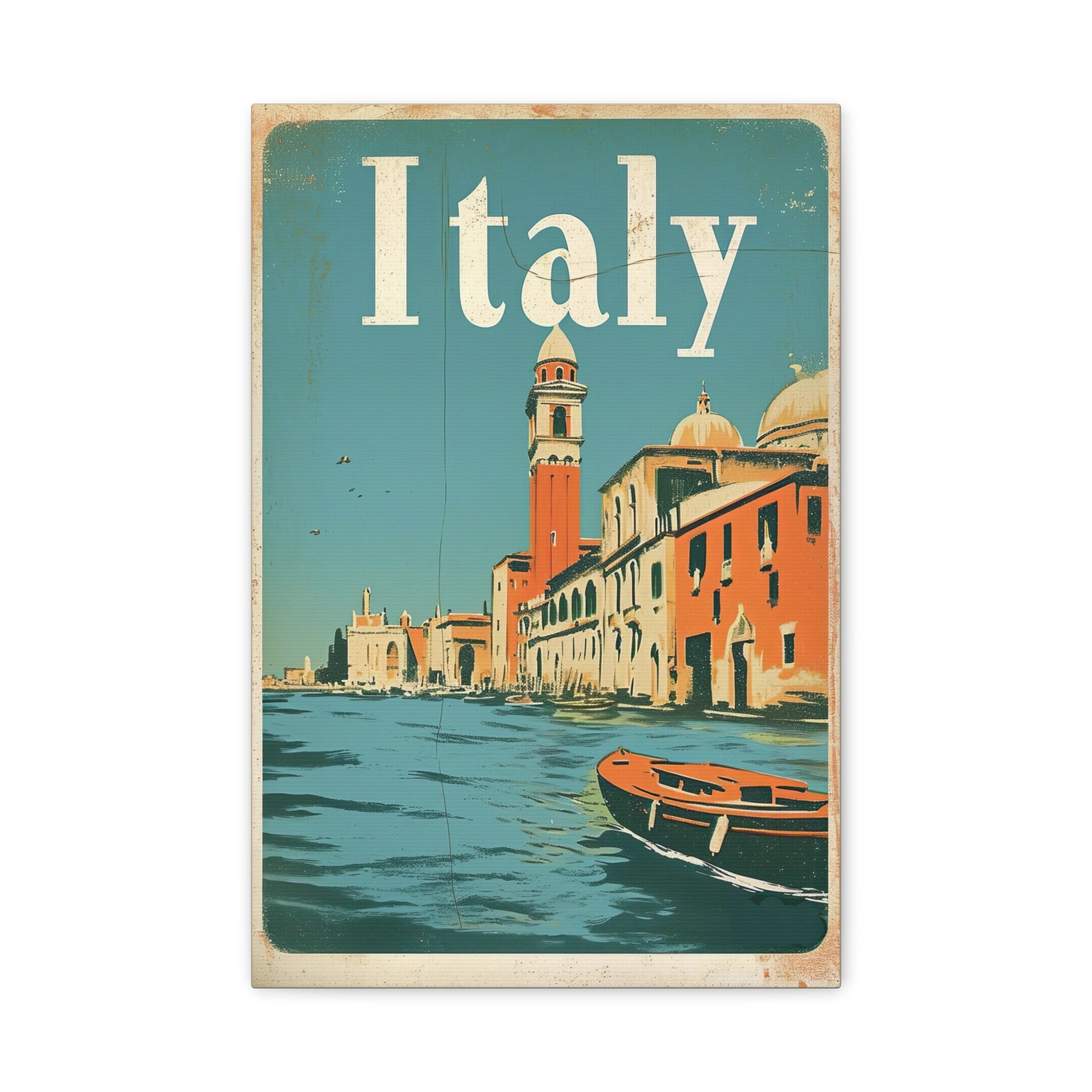 Vintage Italy Travel Poster "Italian Serenade"| Beautiful Italian Seaside Wall Art | European Landscape Travel Artwork |Rustic Traveler Gift