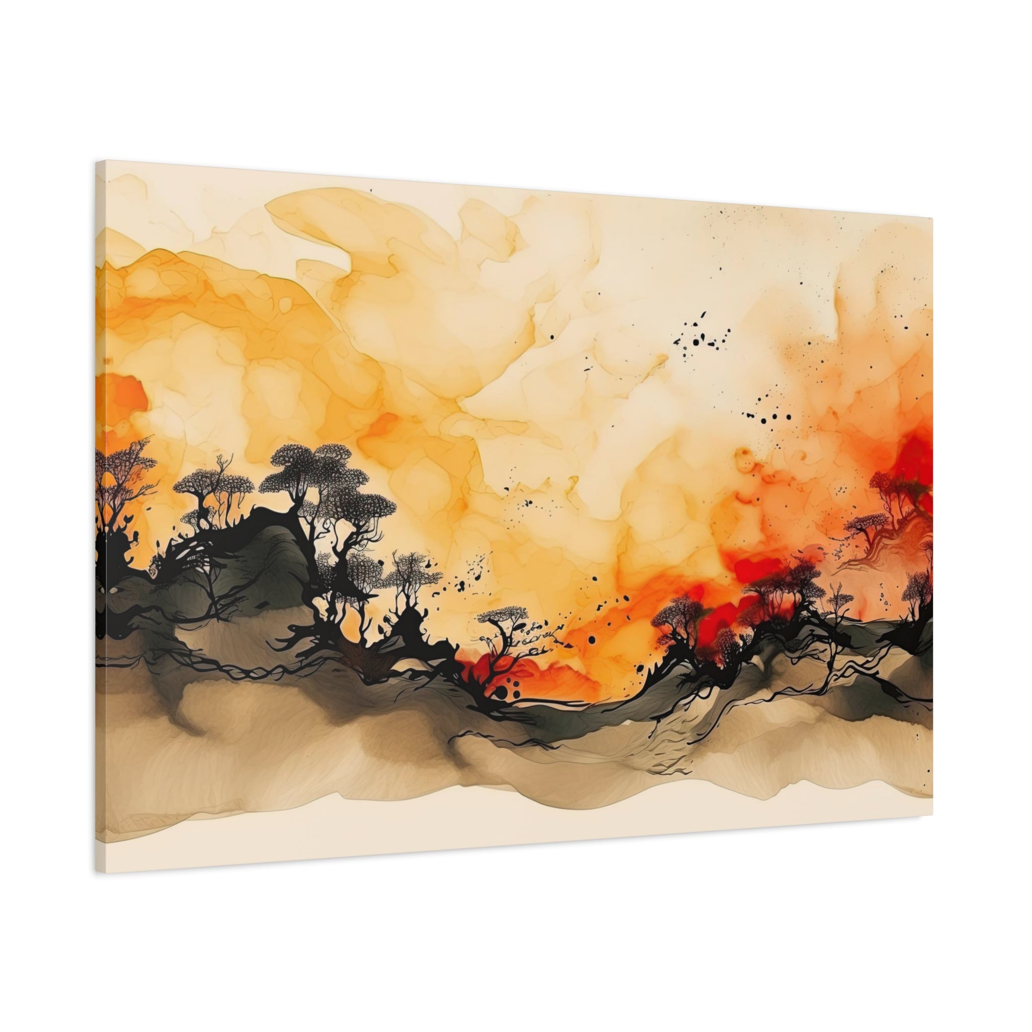 Watercolor Wall Art "Scarlet Silhouette" | Watercolor Art | Tree Of Life Wall Art | Tree Art | Japanese Tree Art | Large Tree Wall Art
