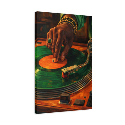 Vinyl Record Player Canvas Wall Art "Midnight Groove" | DJ Turntable Canvas Print | Retro Music Wall Decor Art
