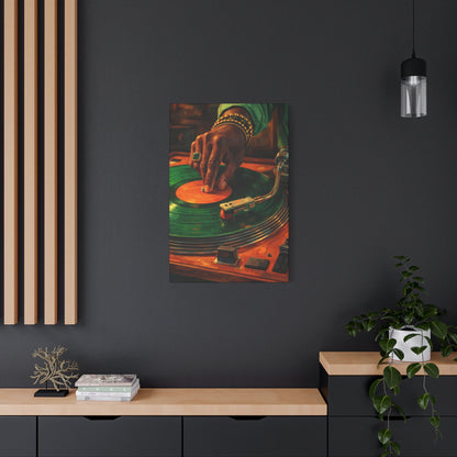 Vinyl Record Player Canvas Wall Art "Midnight Groove" | DJ Turntable Canvas Print | Retro Music Wall Decor Art