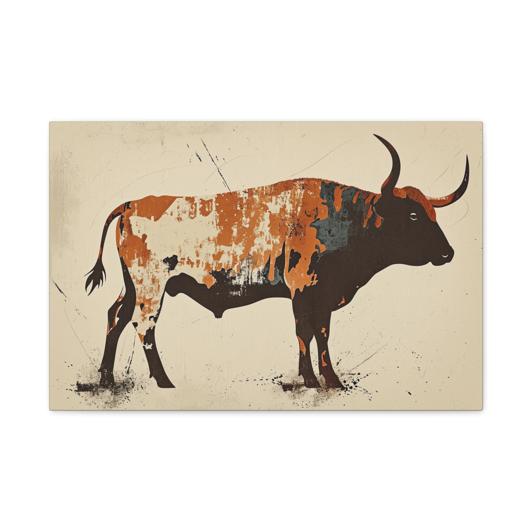 Minimalist Rustic Longhorn Canvas Art "Simplicity in Horns"| Texas Horned Bull Wall Art | South Western Farmhouse Decor | Longhorn Gifts