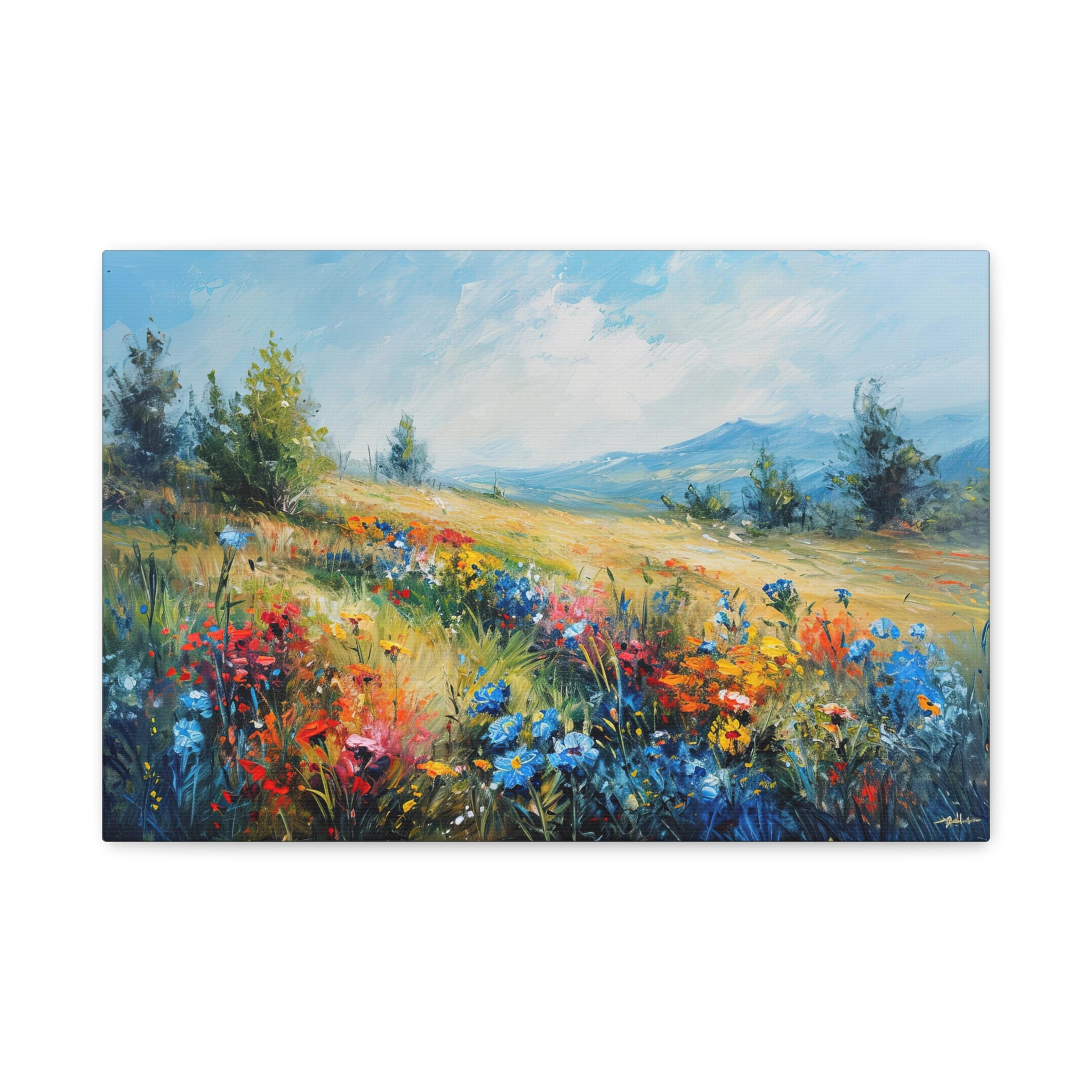 Colorful Wildflowers Meadow Acrylic Painting Canvas Art "Wildflower Symphony"| Botanical Flower Field Wall Art |Relaxing Nature Scenic Decor