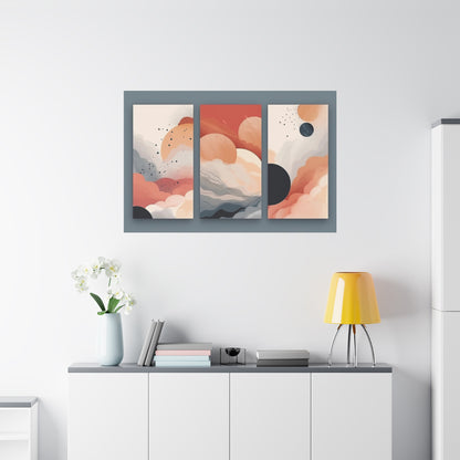 Abstract Triptych Painting "Celestial Fusion" | Triptych Wall Art | Cloud Art | Planet Art | Abstract Art | Abstract Wall Art
