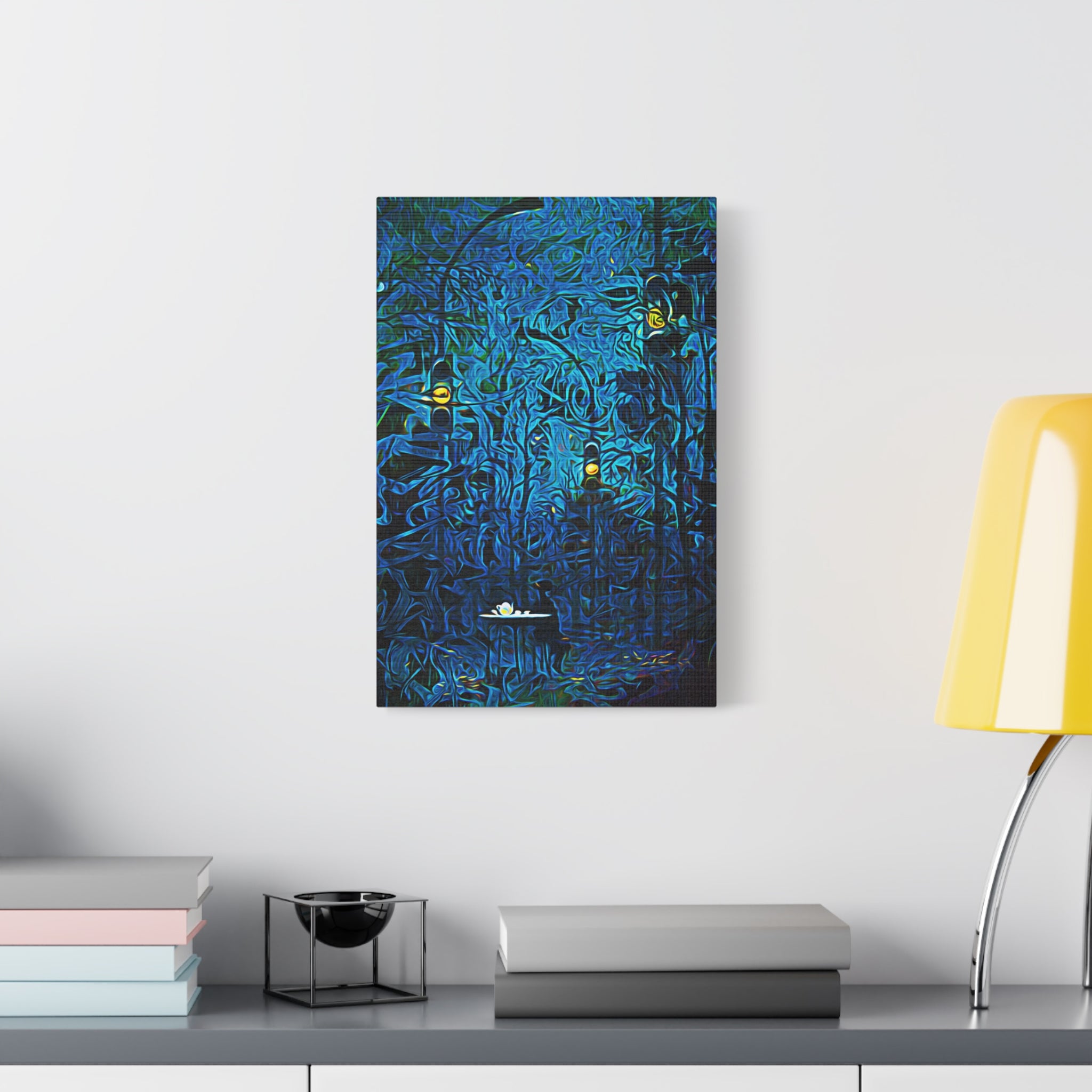 Blue Abstract Art Canvas "Waiting in Hues" | Neutral Abstract Wall Art Prints | Girl Patiently Waiting Motivational Art | Creative Wall Art