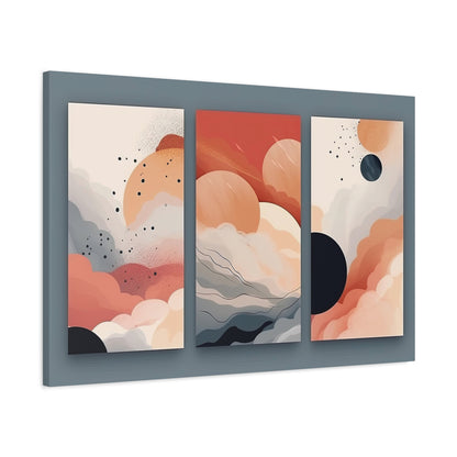 Abstract Triptych Painting "Celestial Fusion" | Triptych Wall Art | Cloud Art | Planet Art | Abstract Art | Abstract Wall Art