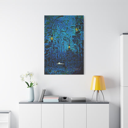 Blue Abstract Art Canvas "Waiting in Hues" | Neutral Abstract Wall Art Prints | Girl Patiently Waiting Motivational Art | Creative Wall Art