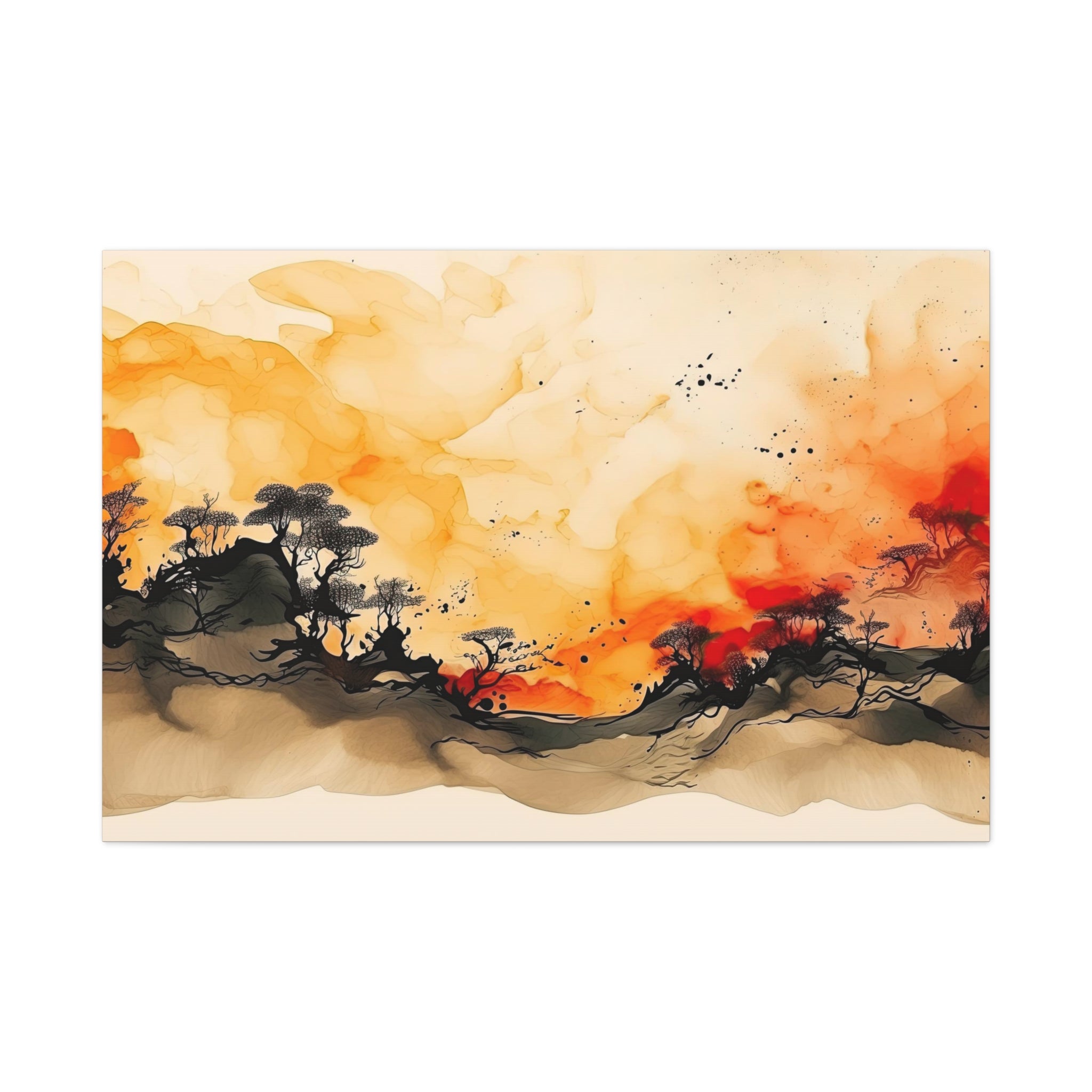 Watercolor Wall Art "Scarlet Silhouette" | Watercolor Art | Tree Of Life Wall Art | Tree Art | Japanese Tree Art | Large Tree Wall Art