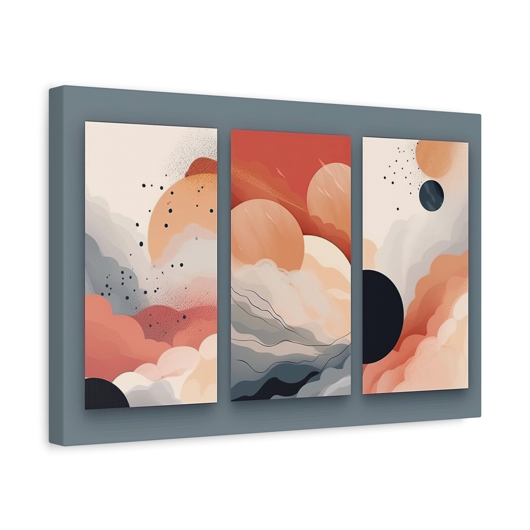 Abstract Triptych Painting "Celestial Fusion" | Triptych Wall Art | Cloud Art | Planet Art | Abstract Art | Abstract Wall Art