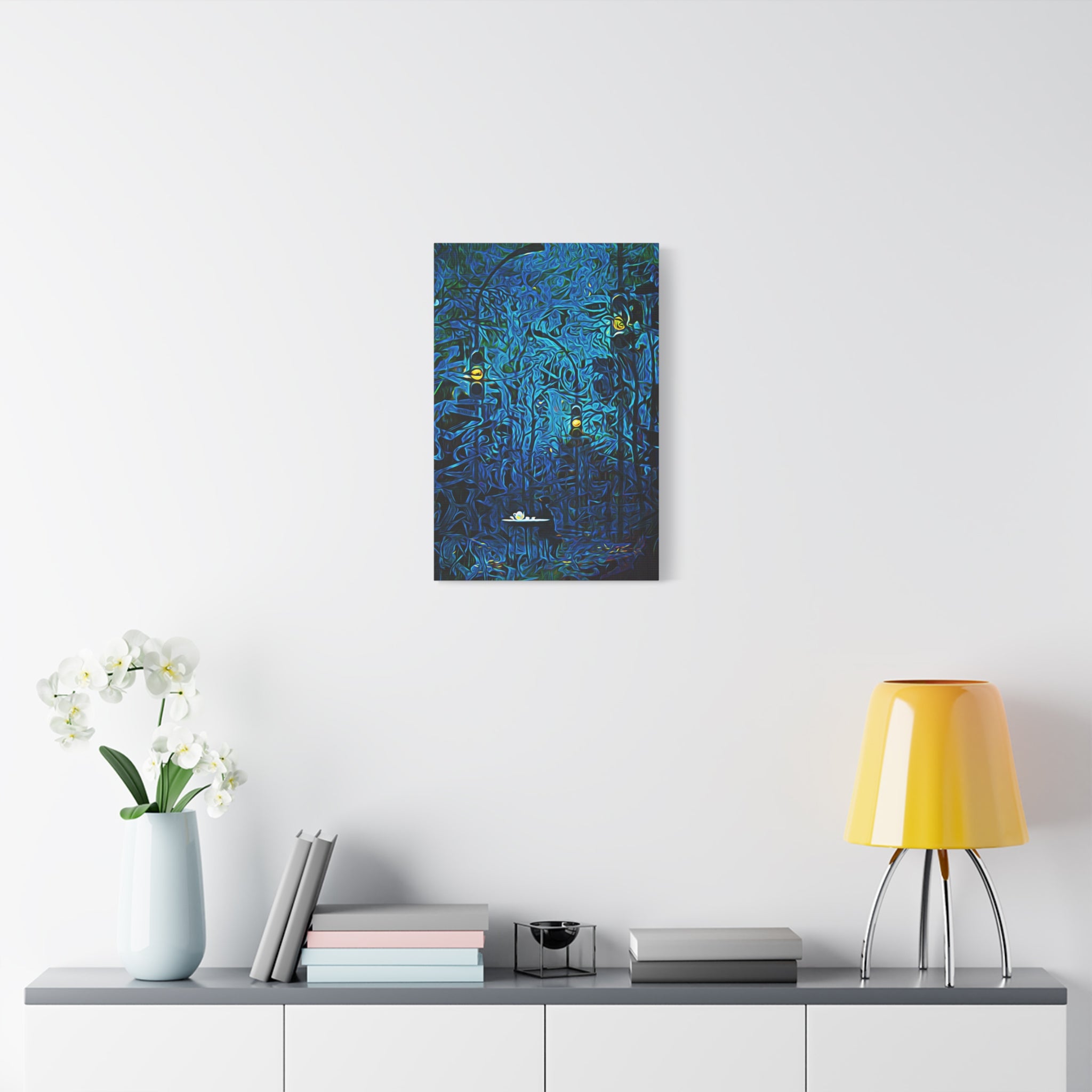 Blue Abstract Art Canvas "Waiting in Hues" | Neutral Abstract Wall Art Prints | Girl Patiently Waiting Motivational Art | Creative Wall Art