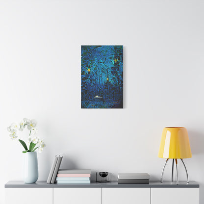 Blue Abstract Art Canvas "Waiting in Hues" | Neutral Abstract Wall Art Prints | Girl Patiently Waiting Motivational Art | Creative Wall Art