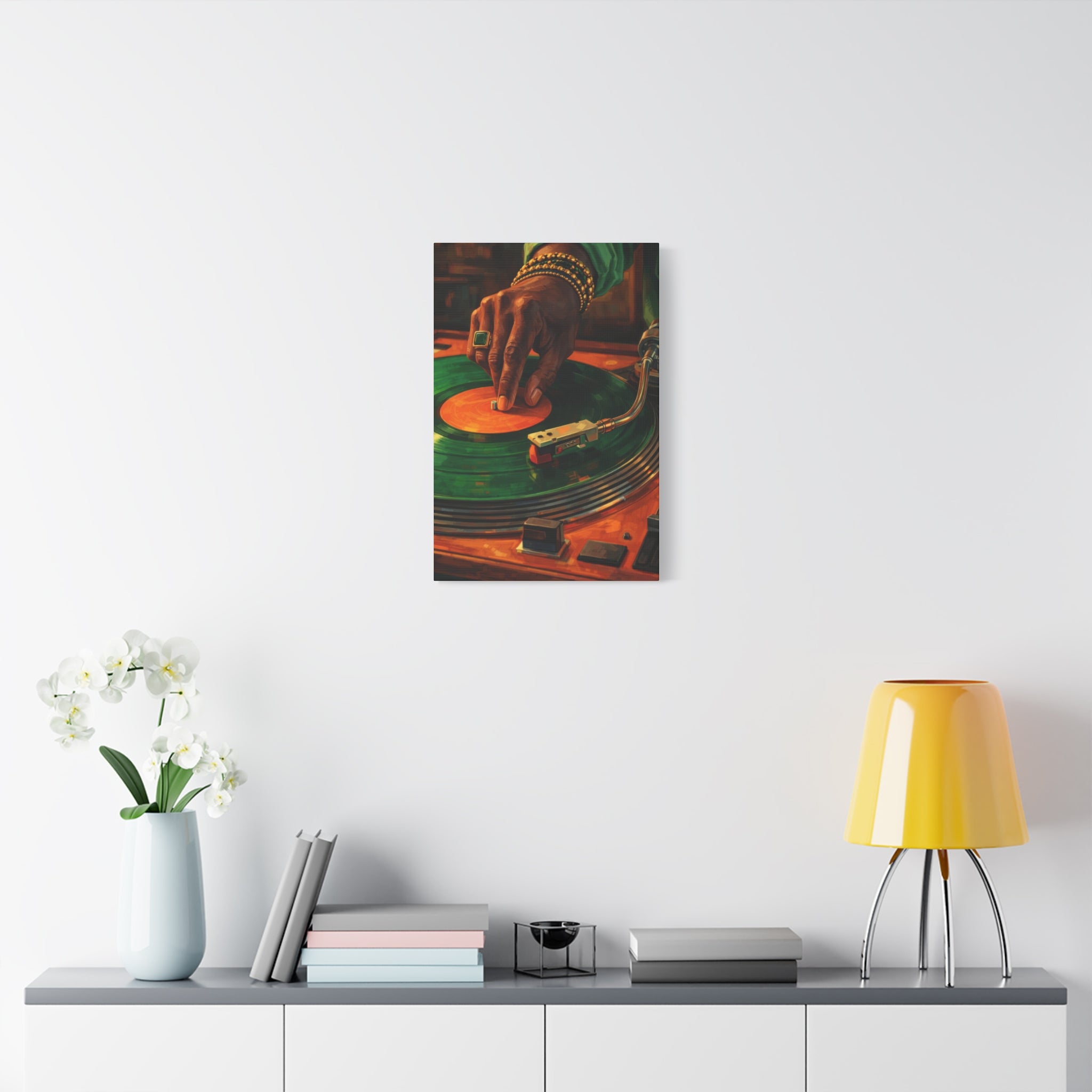 Vinyl Record Player Canvas Wall Art "Midnight Groove" | DJ Turntable Canvas Print | Retro Music Wall Decor Art