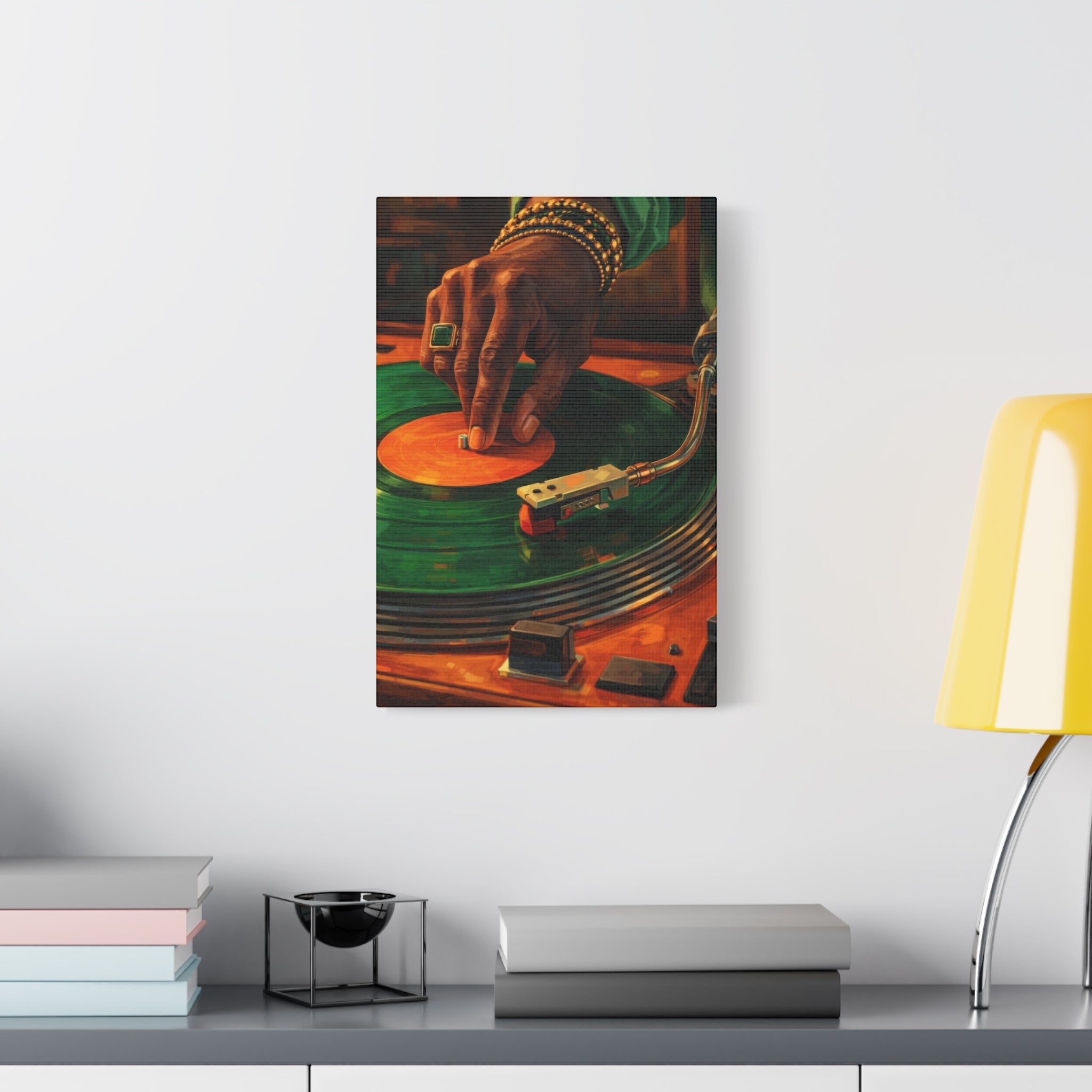 Vinyl Record Player Canvas Wall Art "Midnight Groove" | DJ Turntable Canvas Print | Retro Music Wall Decor Art