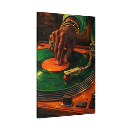 Vinyl Record Player Canvas Wall Art "Midnight Groove" | DJ Turntable Canvas Print | Retro Music Wall Decor Art